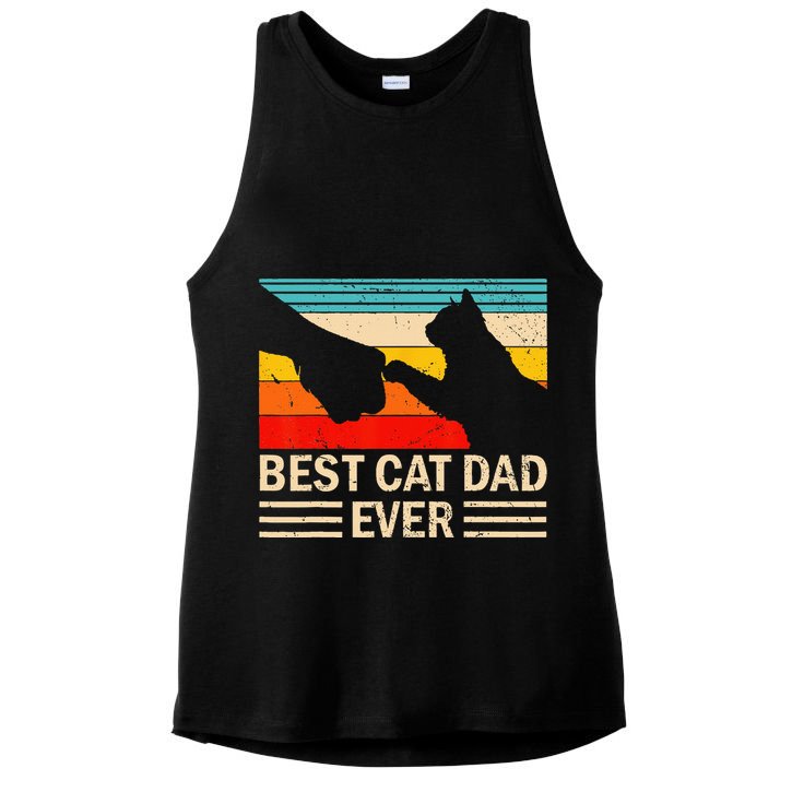 Best Cat Dad Ever Funny Vintage Cat Daddy Ladies PosiCharge Tri-Blend Wicking Tank