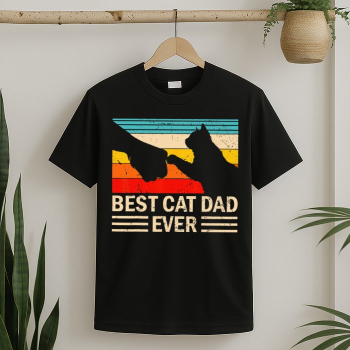 Best Cat Dad Ever Funny Vintage Cat Daddy T-Shirt