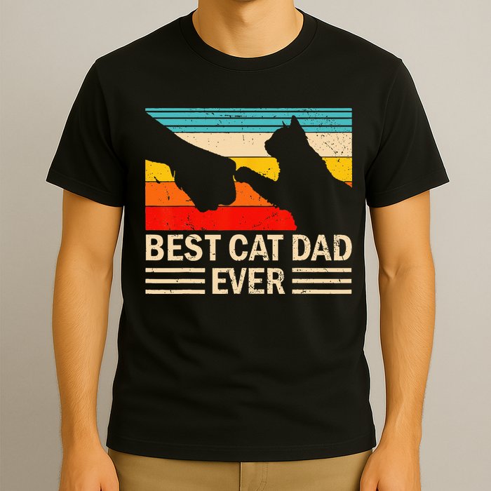 Best Cat Dad Ever Funny Vintage Cat Daddy T-Shirt