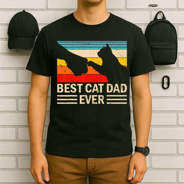 Best Cat Dad Ever Funny Vintage Cat Daddy T-Shirt