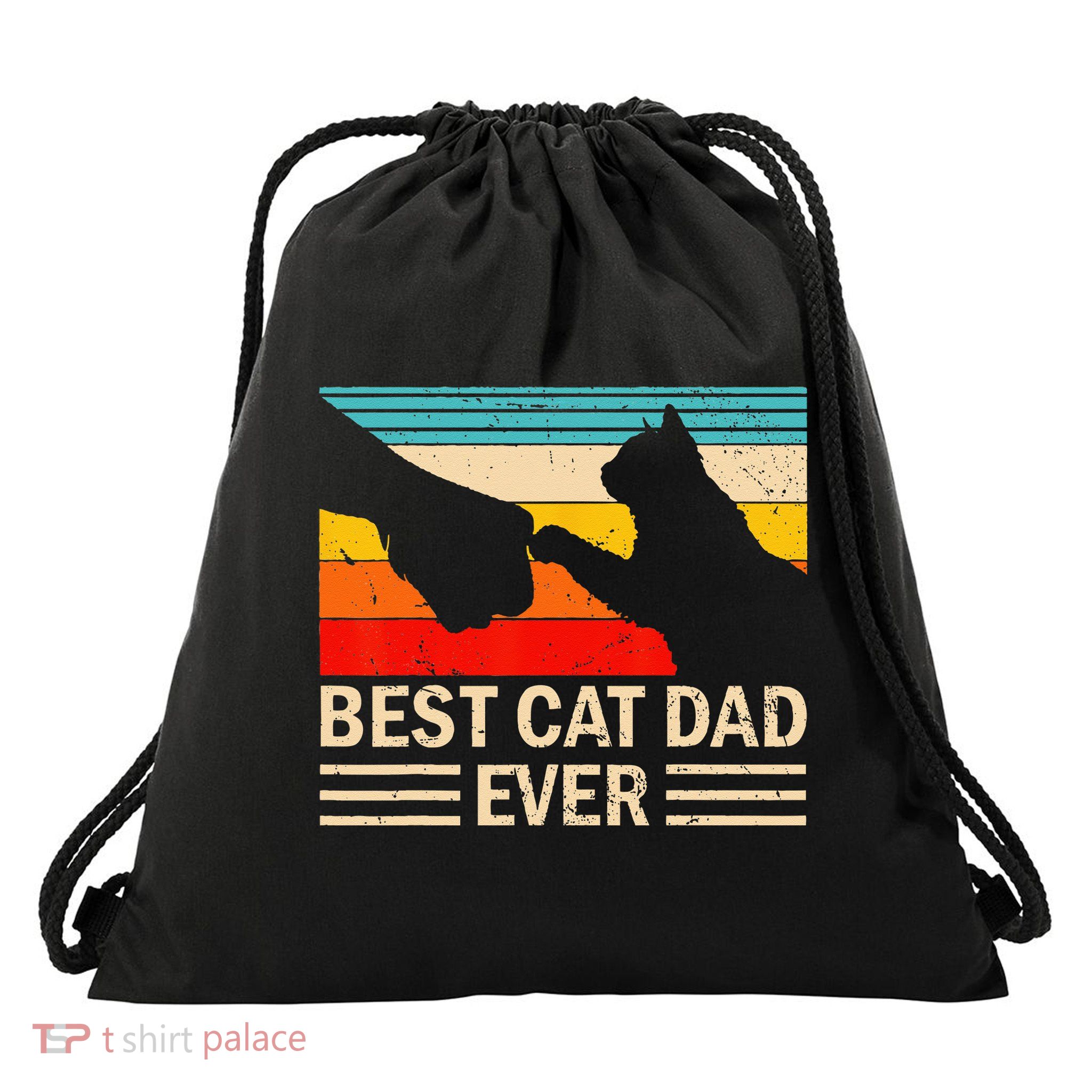 Best Cat Dad Ever Funny Vintage Cat Daddy Drawstring Bag