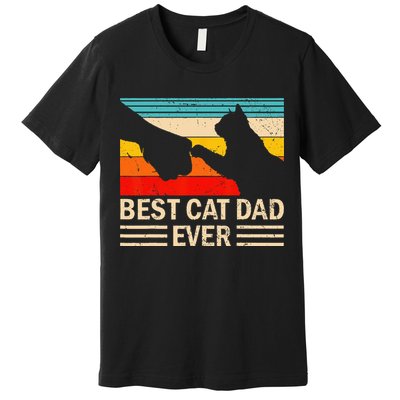 Best Cat Dad Ever Funny Vintage Cat Daddy Premium T-Shirt