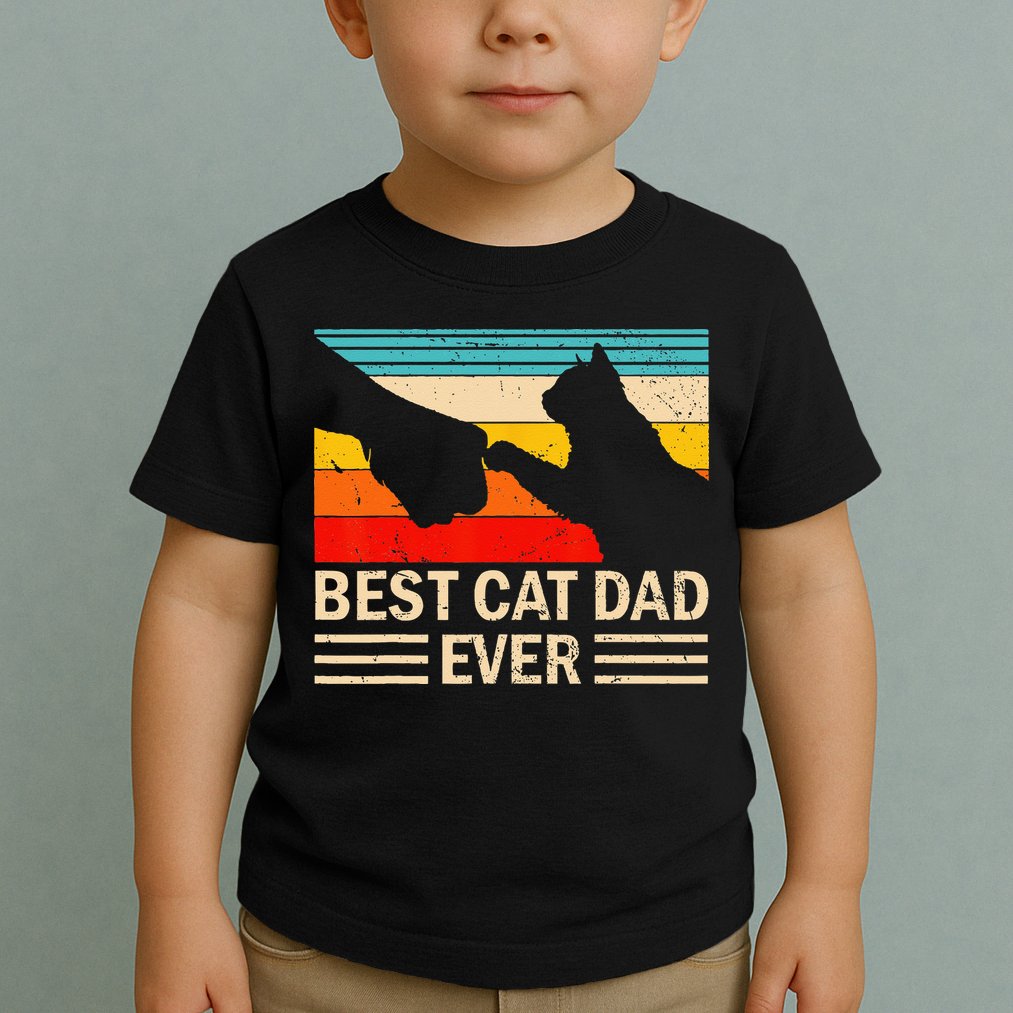 Best Cat Dad Ever Funny Vintage Cat Daddy Toddler T-Shirt