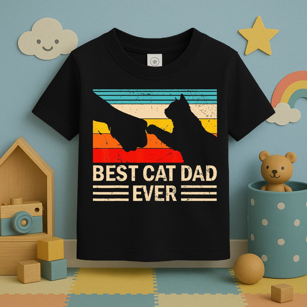Best Cat Dad Ever Funny Vintage Cat Daddy Toddler T-Shirt