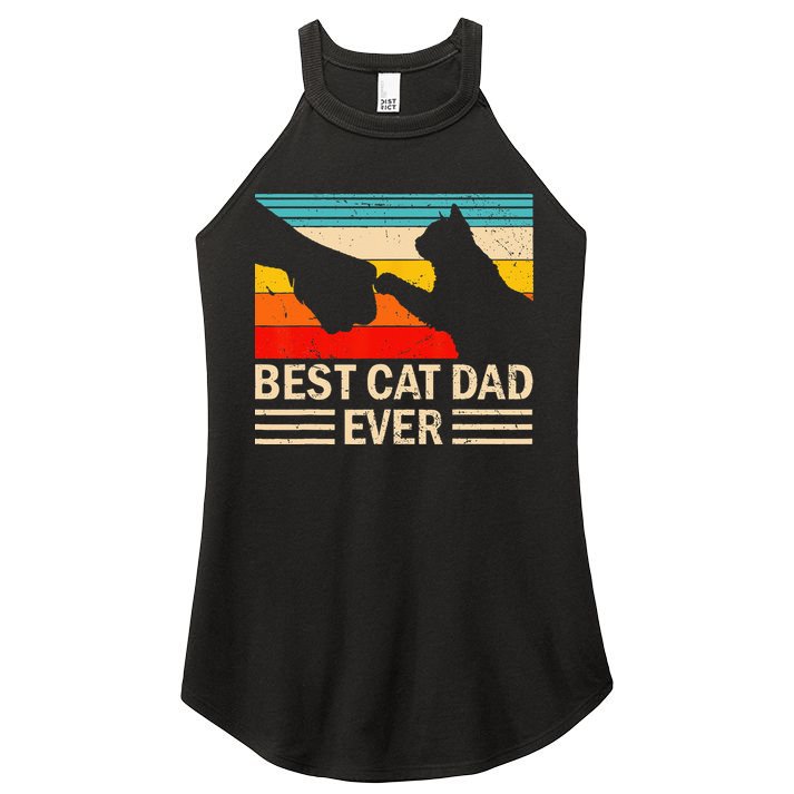 Best Cat Dad Ever Funny Vintage Cat Daddy Women's Perfect Tri Rocker Tank
