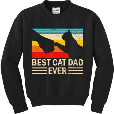 Best Cat Dad Ever Funny Vintage Cat Daddy Kids Sweatshirt