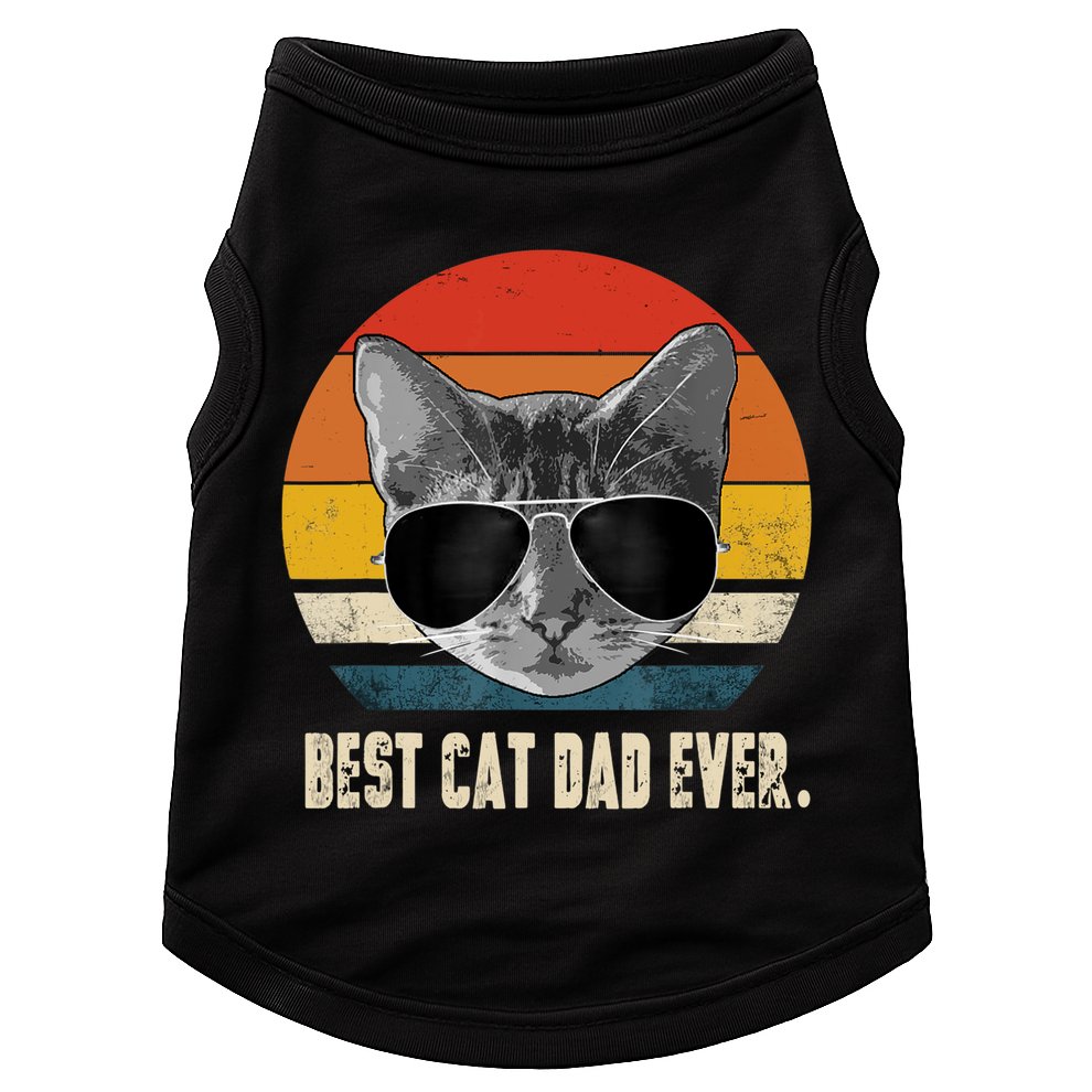 Best Cat Dad Ever Shirt Vintage Retro Cat Daddy Cat Father TShirt Doggie Tank