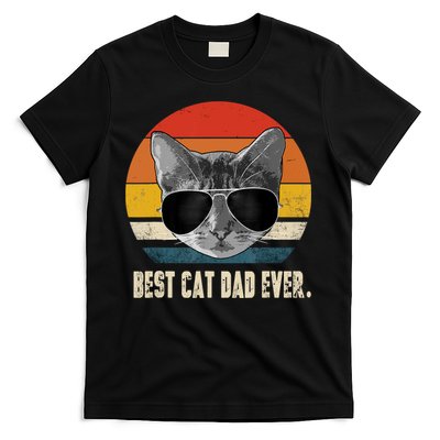 Best Cat Dad Ever Shirt Vintage Retro Cat Daddy Cat Father TShirt T-Shirt