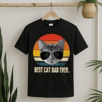 Best Cat Dad Ever Shirt Vintage Retro Cat Daddy Cat Father TShirt T-Shirt