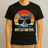 Best Cat Dad Ever Shirt Vintage Retro Cat Daddy Cat Father TShirt T-Shirt