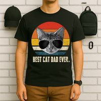 Best Cat Dad Ever Shirt Vintage Retro Cat Daddy Cat Father TShirt T-Shirt