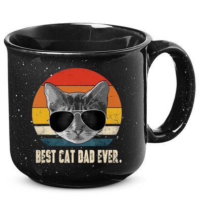 Best Cat Dad Ever Shirt Vintage Retro Cat Daddy Cat Father TShirt 15oz Campfire Ceramic Mug
