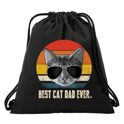 Best Cat Dad Ever Shirt Vintage Retro Cat Daddy Cat Father TShirt Drawstring Bag