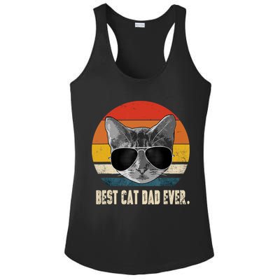 Best Cat Dad Ever Shirt Vintage Retro Cat Daddy Cat Father TShirt Ladies PosiCharge Competitor Racerback Tank