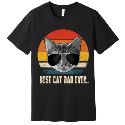 Best Cat Dad Ever Shirt Vintage Retro Cat Daddy Cat Father TShirt Premium T-Shirt