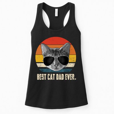 Best Cat Dad Ever Shirt Vintage Retro Cat Daddy Cat Father TShirt Womens Tank Top