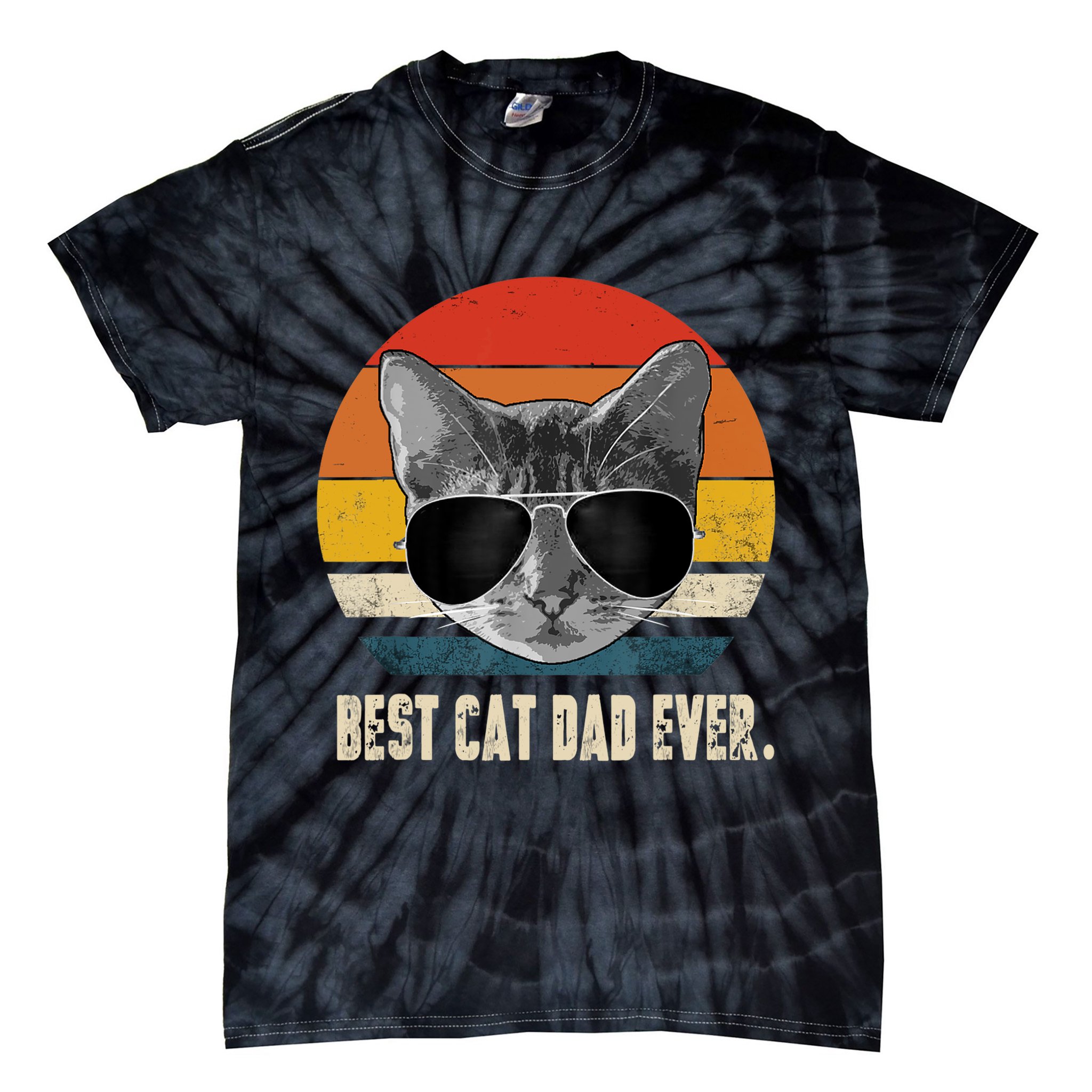 Best Cat Dad Ever Shirt Vintage Retro Cat Daddy Cat Father TShirt Tie-Dye T-Shirt