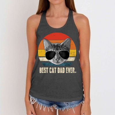 Best Cat Dad Ever Shirt Vintage Retro Cat Daddy Cat Father TShirt Women's Knotted Racerback Tank