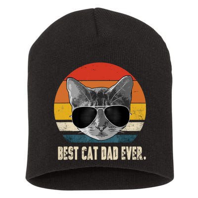 Best Cat Dad Ever Shirt Vintage Retro Cat Daddy Cat Father TShirt Short Acrylic Beanie