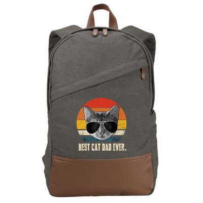 Best Cat Dad Ever Shirt Vintage Retro Cat Daddy Cat Father TShirt Cotton Canvas Backpack