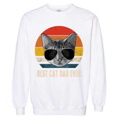 Best Cat Dad Ever Shirt Vintage Retro Cat Daddy Cat Father TShirt Garment-Dyed Sweatshirt