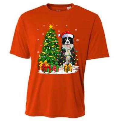 Border Collie Dog Lover Xmas Santa Border Collie Christmas Gift Cooling Performance Crew T-Shirt