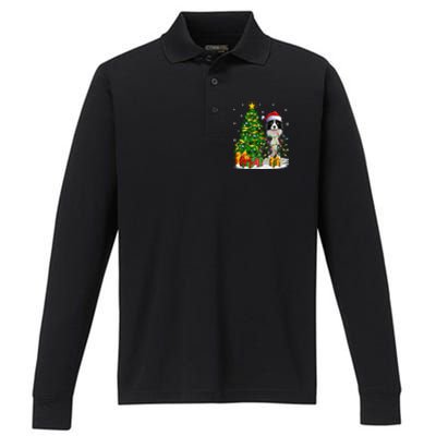 Border Collie Dog Lover Xmas Santa Border Collie Christmas Gift Performance Long Sleeve Polo