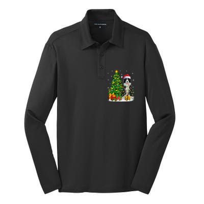 Border Collie Dog Lover Xmas Santa Border Collie Christmas Gift Silk Touch Performance Long Sleeve Polo