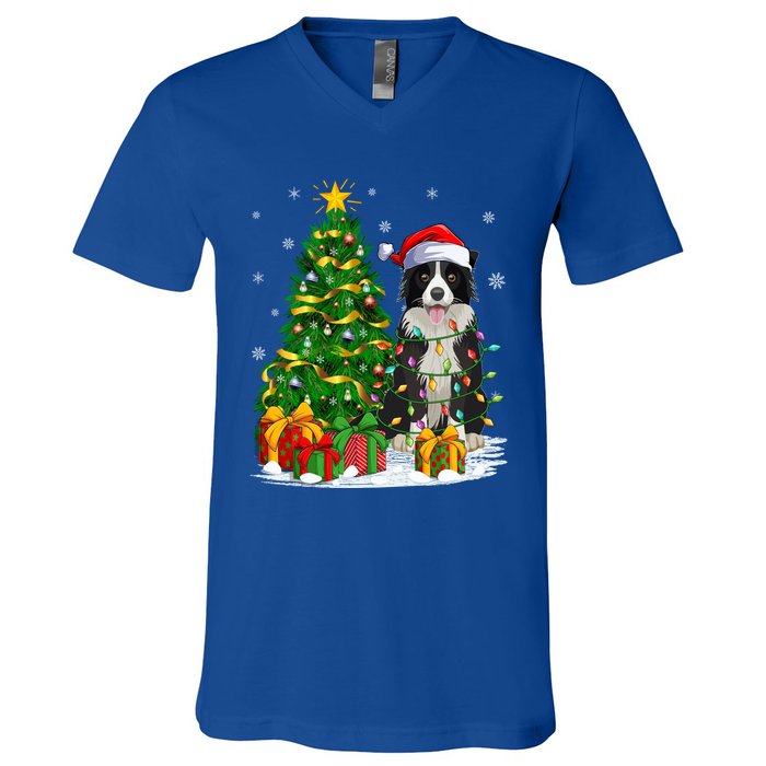 Border Collie Dog Lover Xmas Santa Border Collie Christmas Gift V-Neck T-Shirt