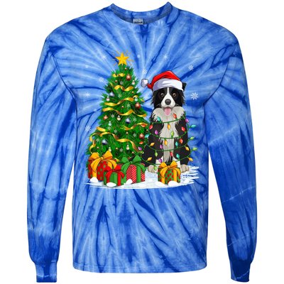 Border Collie Dog Lover Xmas Santa Border Collie Christmas Gift Tie-Dye Long Sleeve Shirt