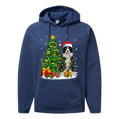 Border Collie Dog Lover Xmas Santa Border Collie Christmas Gift Performance Fleece Hoodie