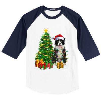 Border Collie Dog Lover Xmas Santa Border Collie Christmas Gift Baseball Sleeve Shirt