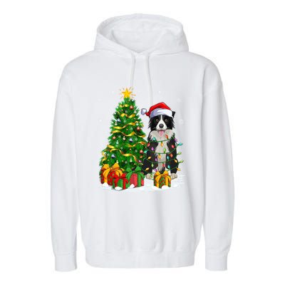 Border Collie Dog Lover Xmas Santa Border Collie Christmas Gift Garment-Dyed Fleece Hoodie