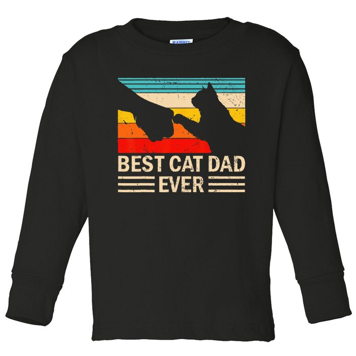 Best Cat Dad Ever Funny Vintage Cat Daddy  Toddler Long Sleeve Shirt