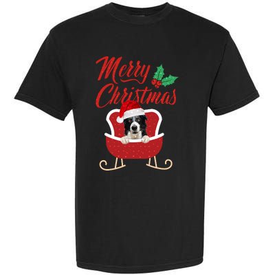 Border Collie Dog Merry Christmas Design For The Holiday Season! Garment-Dyed Heavyweight T-Shirt