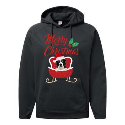 Border Collie Dog Merry Christmas Design For The Holiday Season! Performance Fleece Hoodie