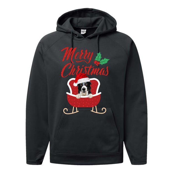 Border Collie Dog Merry Christmas Design For The Holiday Season! Performance Fleece Hoodie