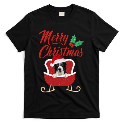 Border Collie Dog Merry Christmas Design For The Holiday Season! T-Shirt