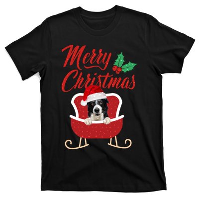 Border Collie Dog Merry Christmas Design For The Holiday Season! T-Shirt