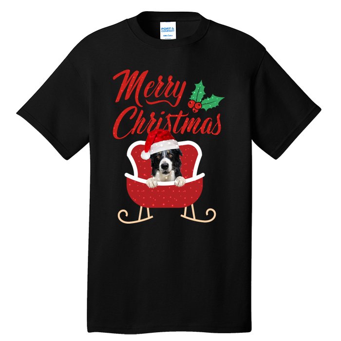 Border Collie Dog Merry Christmas Design For The Holiday Season! Tall T-Shirt