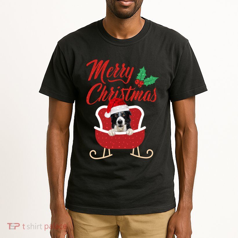 Border Collie Dog Merry Christmas Design For The Holiday Season! Tall T-Shirt