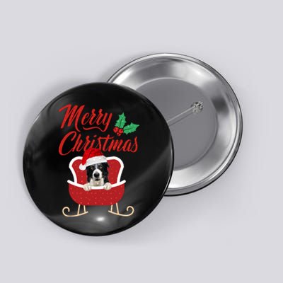 Border Collie Dog Merry Christmas Design For The Holiday Season! Button