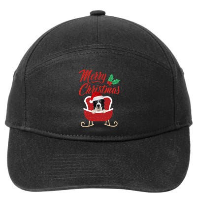 Border Collie Dog Merry Christmas Design For The Holiday Season! 7-Panel Snapback Hat