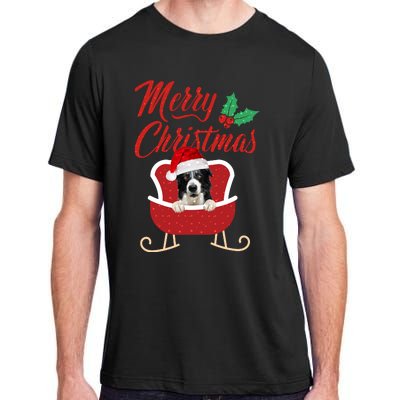 Border Collie Dog Merry Christmas Design For The Holiday Season! Adult ChromaSoft Performance T-Shirt