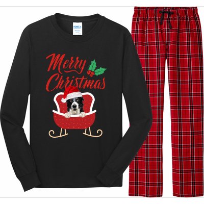 Border Collie Dog Merry Christmas Design For The Holiday Season! Long Sleeve Pajama Set