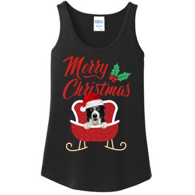 Border Collie Dog Merry Christmas Design For The Holiday Season! Ladies Essential Tank