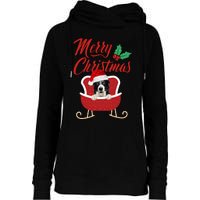 Border Collie Dog Merry Christmas Design For The Holiday Season! Womens Funnel Neck Pullover Hood