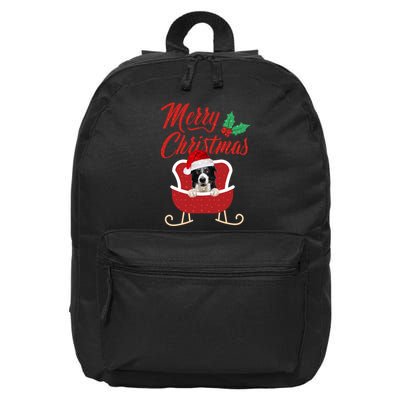 Border Collie Dog Merry Christmas Design For The Holiday Season! 16 in Basic Backpack