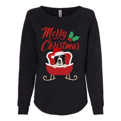 Border Collie Dog Merry Christmas Design For The Holiday Season! Womens California Wash Sweatshirt