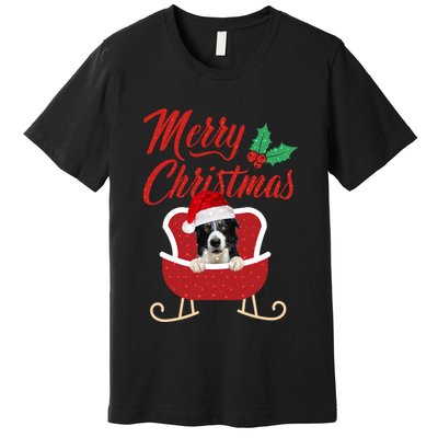 Border Collie Dog Merry Christmas Design For The Holiday Season! Premium T-Shirt